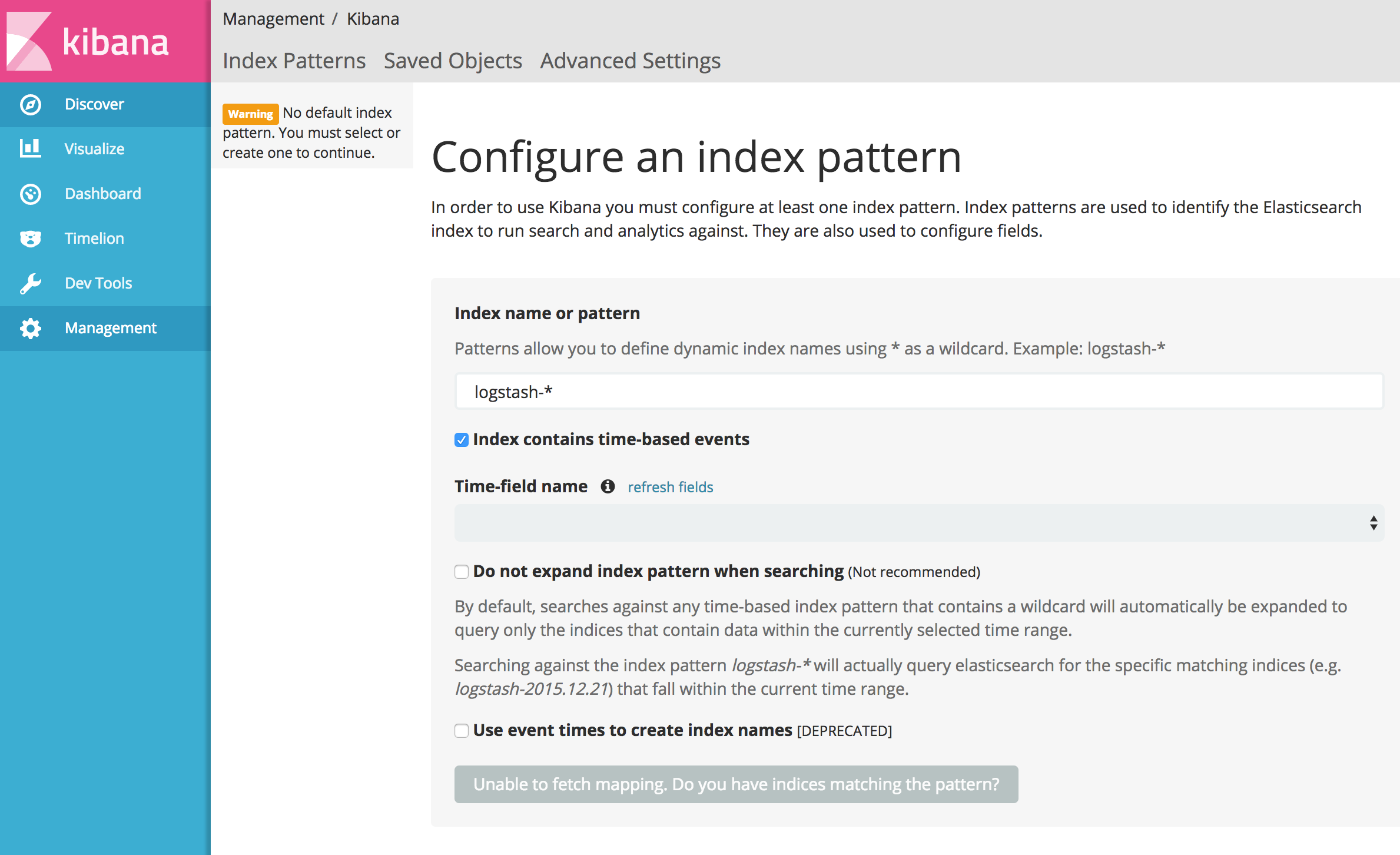 Configurar un patrón de index