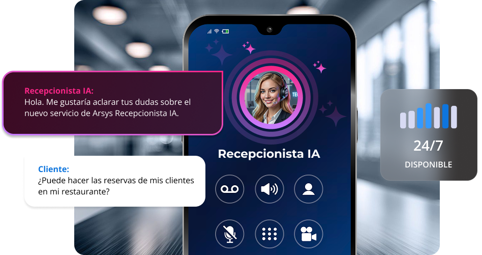 Recepcionista IA de Arsys disponible 24 / 7
