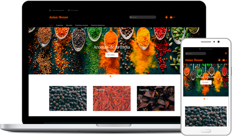 Ejemplo de diseño de Tienda Online y cómo se ve en un portátil y en un móvil