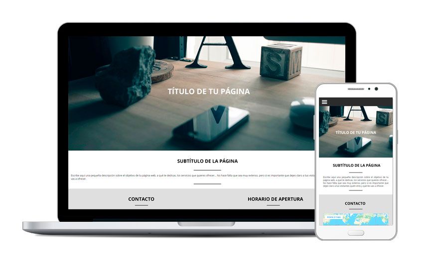 Portátil y móvil con ejemplo de Web Básica