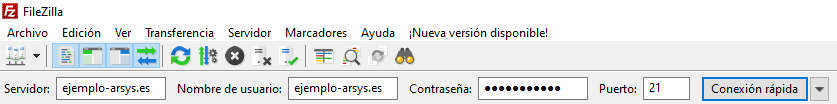 Datos de configuración FTP