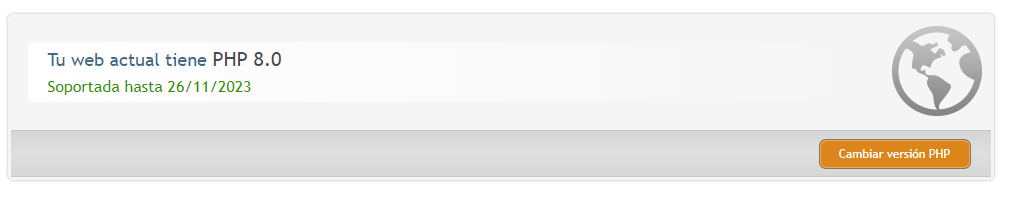 cambiar versión php