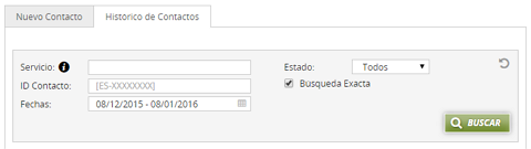 Filtro de formulario en histórico de contactos