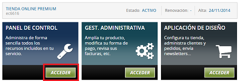 Acceder a panel de control