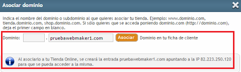 Asociar dominio a tienda online