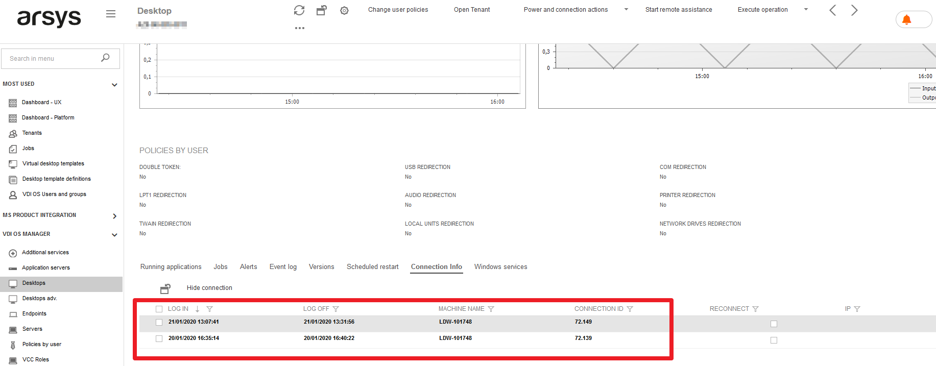 Consultando connection log desde desktop