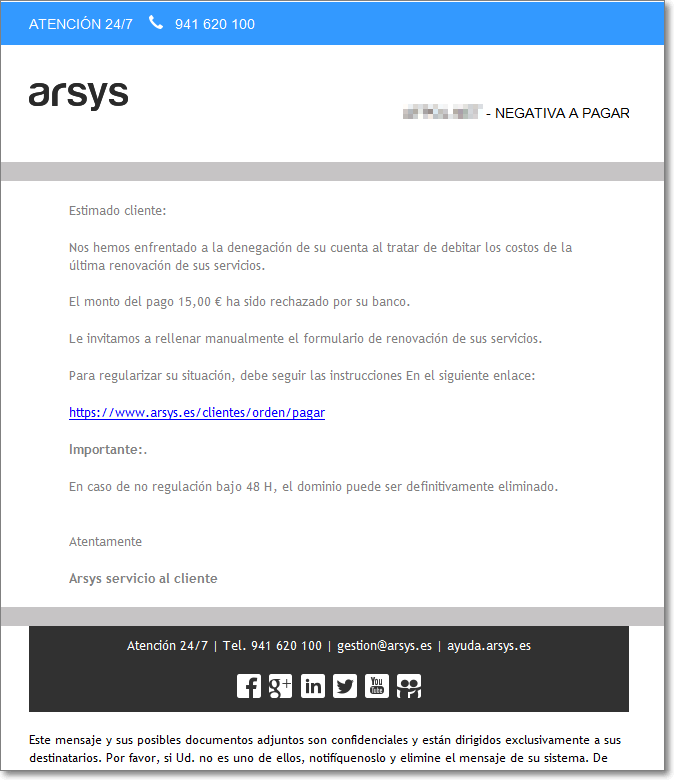 negativa a pagar