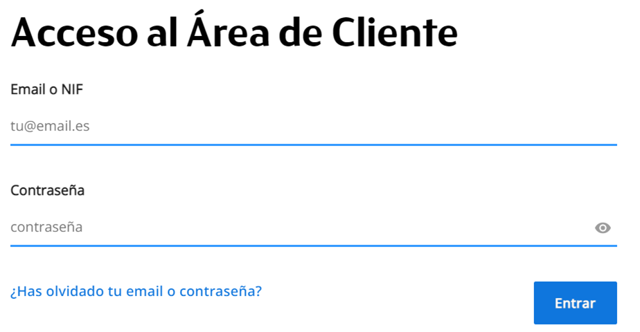 acceso al area de cliente