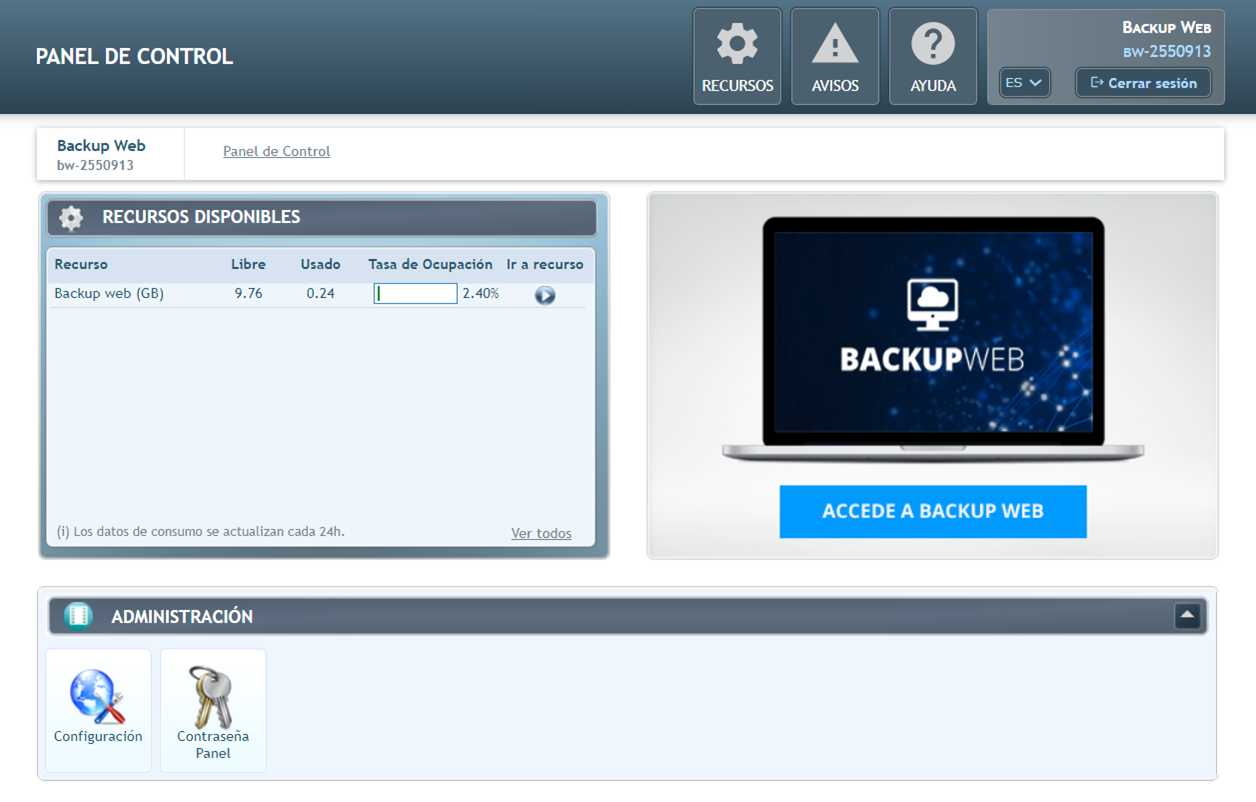 Configuración de Backup Web