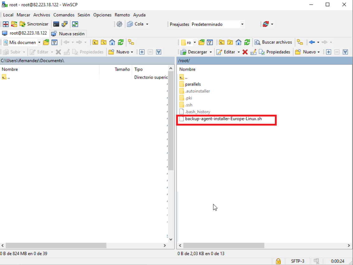 backup agente instalar