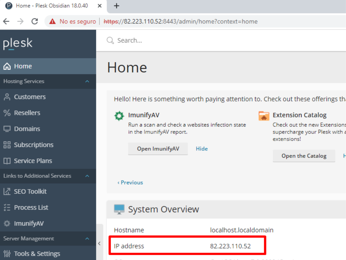 configurar nueva ip del servidor