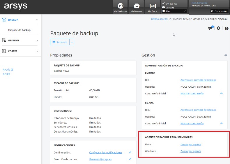 instalar el agente de backup en servidores