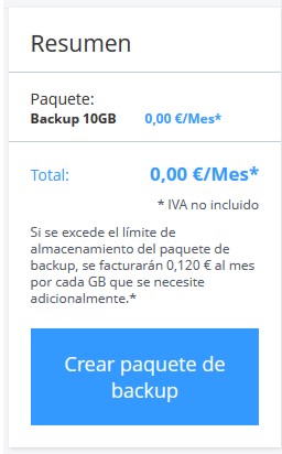 Crear paquete backup