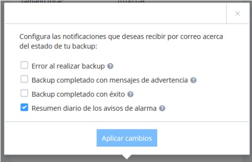 Configurar notificaciones a recibir