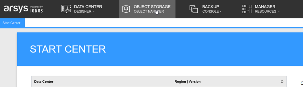 Object Storage de Data Center Designer