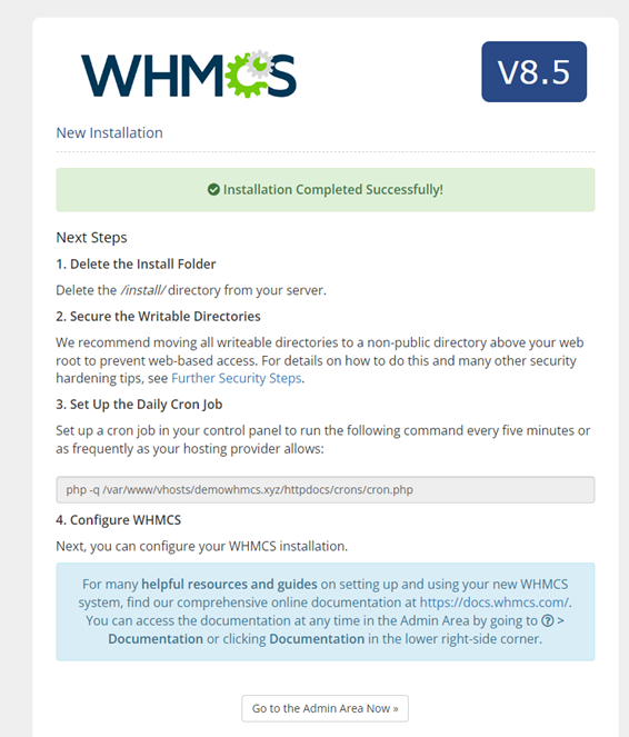 Recomendaciones del instalador de WHMCS
