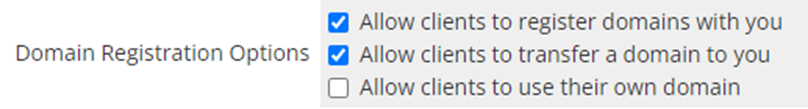 Opciones de registro de dominios