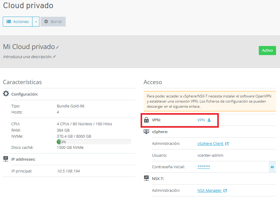 Descargar el archivo de configuración de la VPN