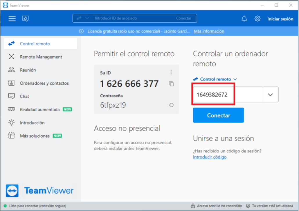TeamViewer control remoto